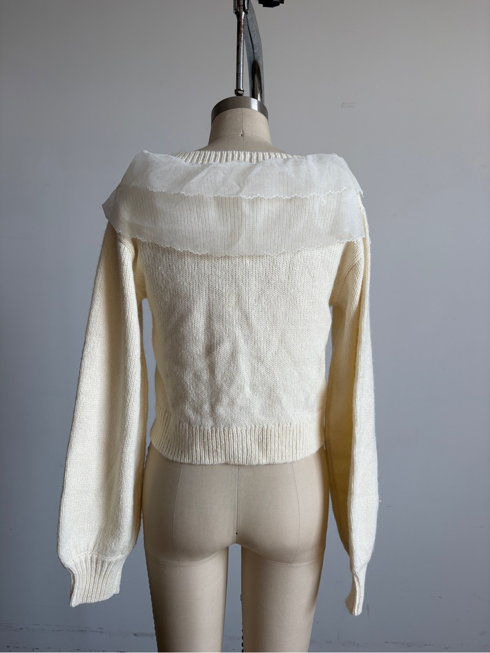 $229 New For Love And Lemons “Aster” V-Neck Cardigan in Cream Sz Small - Picture 8 of 13